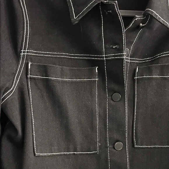 Liverpool Black Jean Jacket with White Contrast Stitching - Picture 6 of 7